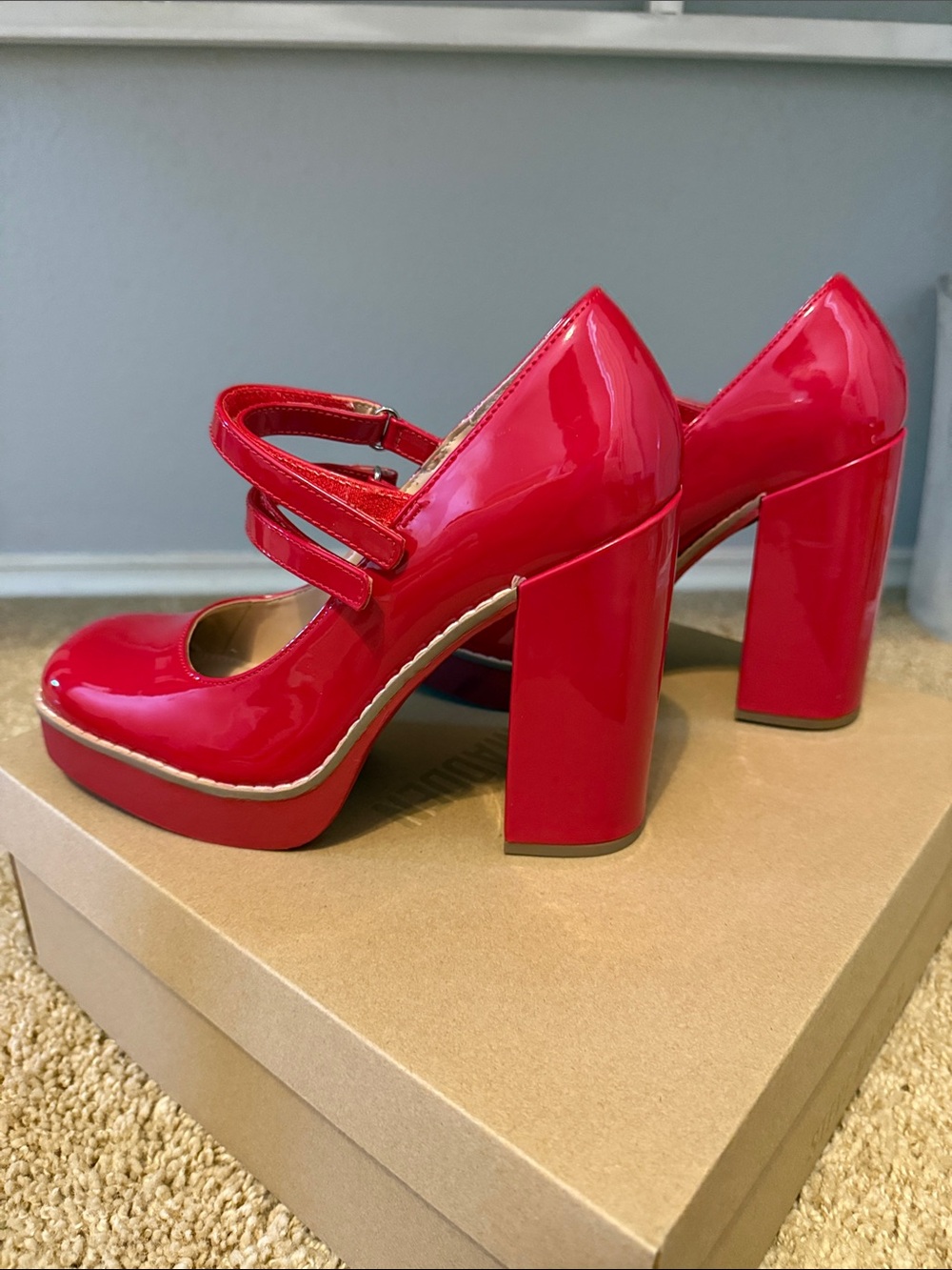 Steve Madden Red Patent Double-Strap Platform Pumps - Picture 4 of 4